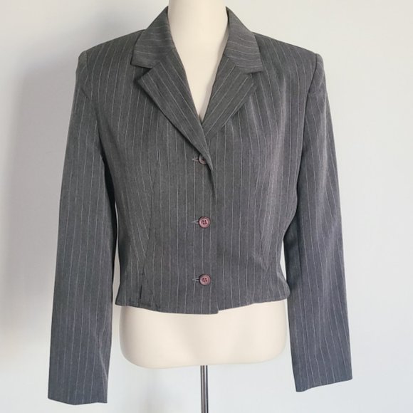 Refashioned Vintage Cropped Pinstripe Blazer (S/M) - Picture 2 of 5